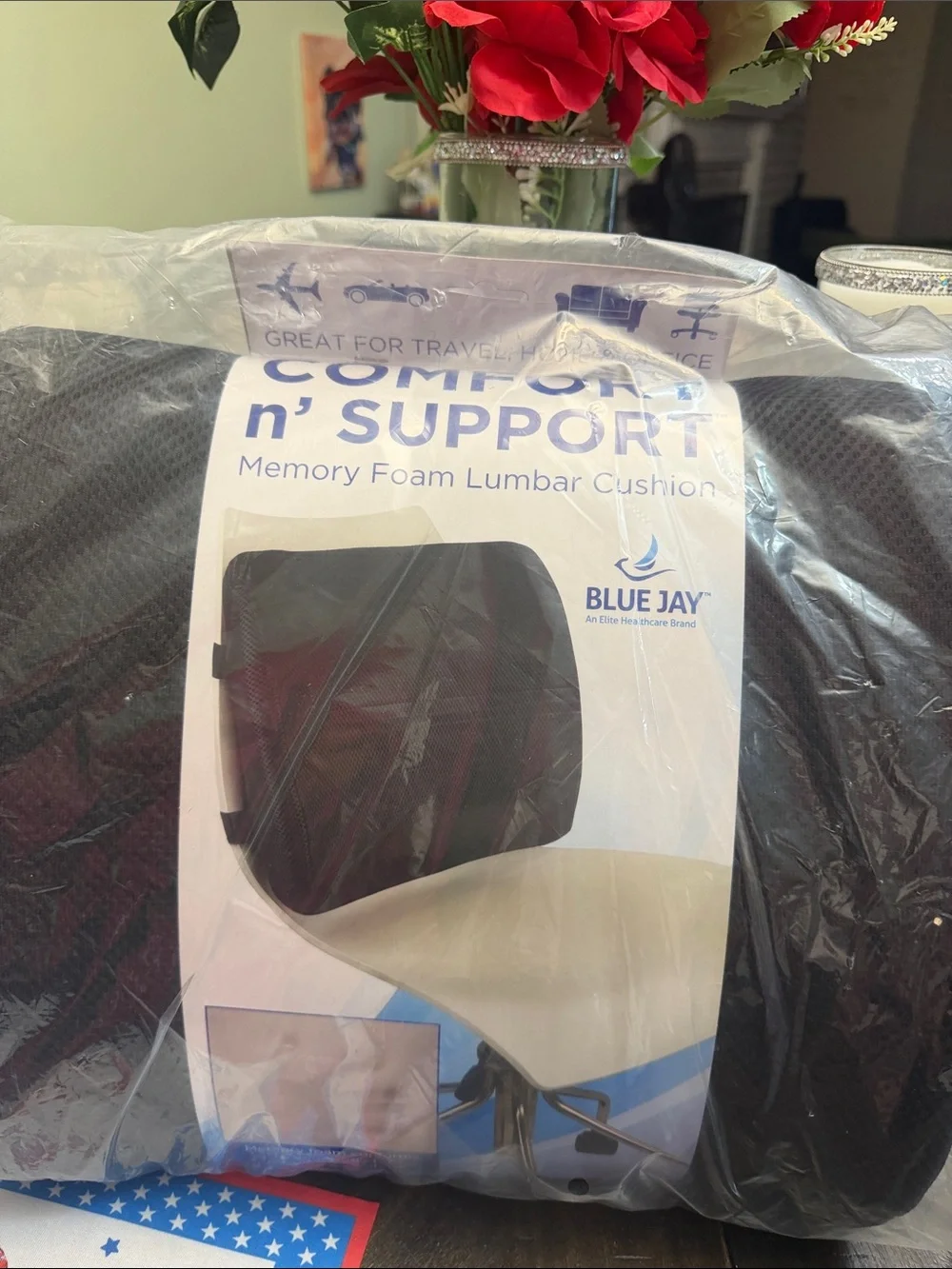 Blue Jay Black Memory Foam Lumbar Support Cushion